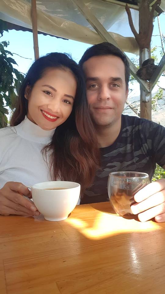 Drinking coffee on the plantation